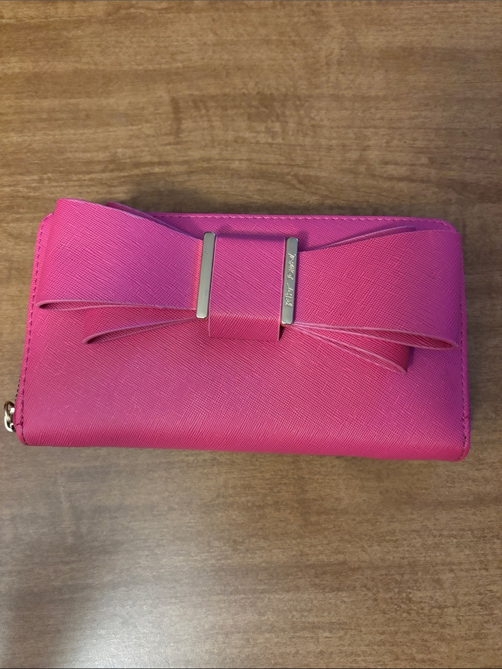 Betsey Johnson Hot Pink Bow Zip-Around Wallet